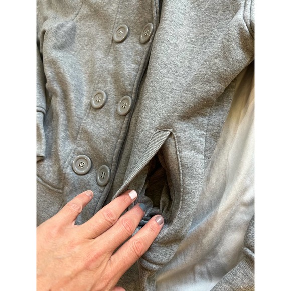 Vintage Young USA Button Up Gray Sweatshirt Coat Detachable Hood size Large - Picture 4 of 15